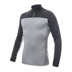 SENSOR Merino Bold Zip Cool Gray/anthracite pánské tričko