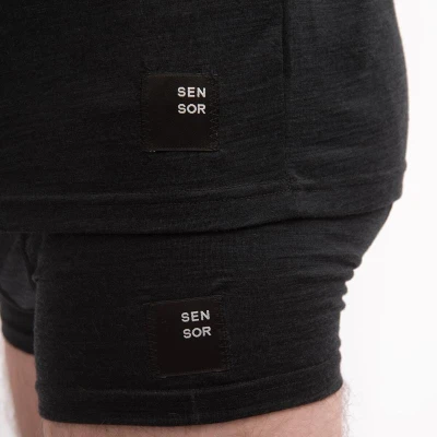 SENSOR Merino Cordura pánské černé triko kr.rukáv