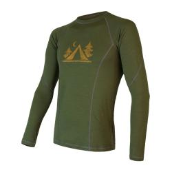 Sensor Merino Df Camp Safari Green pánské funkční tričko