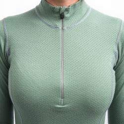 SENSOR Merino Df Zip Basil Green dámské tričko