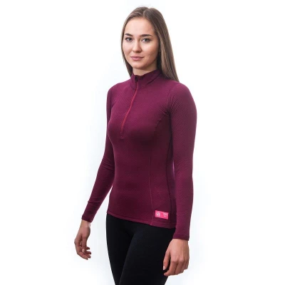 Sensor Merino Df Zip Lilla dámské funkční tričko