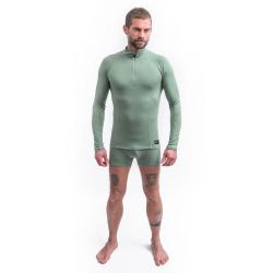 SENSOR Merino Df Zip Basil Green pánské tričko