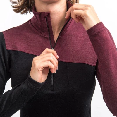 SENSOR Merino Extreme Up dámská mikina černá/port red