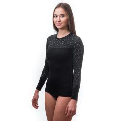 Sensor Merino Impress Dámské Triko Dl.rukáv Černá/pattern