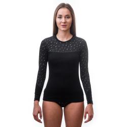 Sensor Merino Impress Dámské Triko Dl.rukáv Černá/pattern