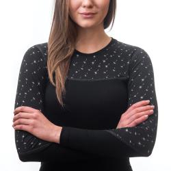 Sensor Merino Impress Dámské Triko Dl.rukáv Černá/pattern