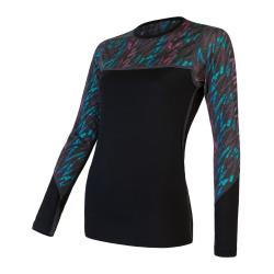 Sensor Merino Impress Černá/stripes dámské funkční tričko