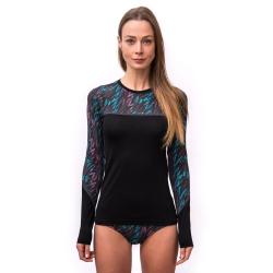 Sensor Merino Impress Černá/stripes dámské funkční tričko
