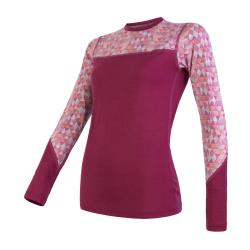 Sensor Merino Impress Triko Dl.rukáv Lilla/pattern