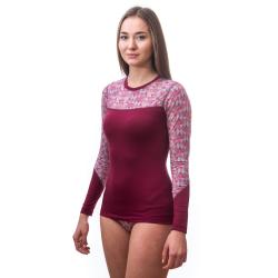 Sensor Merino Impress Triko Dl.rukáv Lilla/pattern