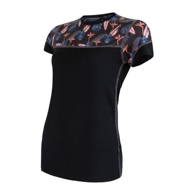 Sensor Merino Impress Čierna/floral dámske funkčné tričko Sensor Merino Impress Čierna/floral dámske funkčné tričko