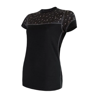 Sensor Merino Impress Černá/pattern dámské funkční tričko