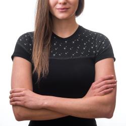 Sensor Merino Impress Černá/pattern dámské funkční tričko