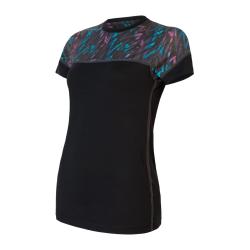 Sensor Merino Impress Černá/stripes dámské funkční tričko