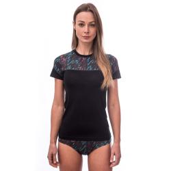 Sensor Merino Impress Černá/stripes dámské funkční tričko