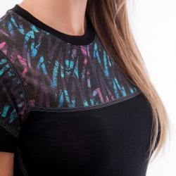Sensor Merino Impress Černá/stripes dámské funkční tričko