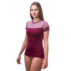 Sensor Merino Impress Lilla/pattern dámské funkční tričko