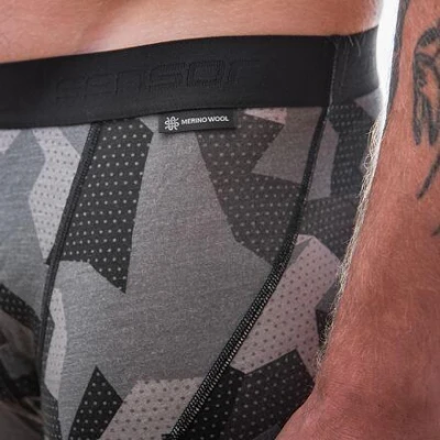 Sensor Merino Impress Pánské Trenky Černá/camo POUZE XXL (VÝPRODEJ)