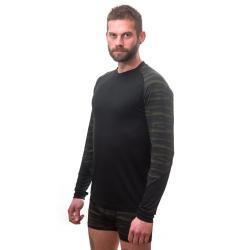 SENSOR Merino Impress pánské triko dl.rukáv černá/batik