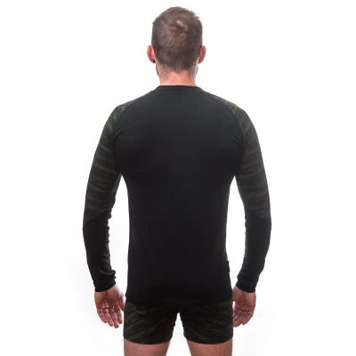 SENSOR Merino Impress pánské triko dl.rukáv černá/batik