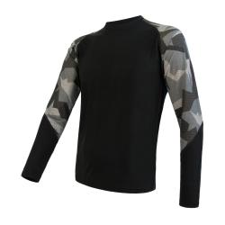 Sensor Merino Impress Pánske Tričko Dlhý rukáv Čierna/camo