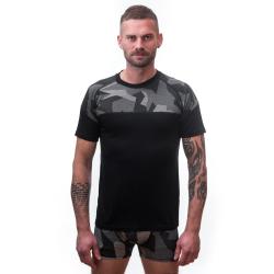 Sensor Merino Impress Černá/camo pánské funkční tričko