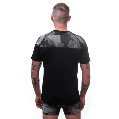 Sensor Merino Impress Černá/camo pánské funkční tričko