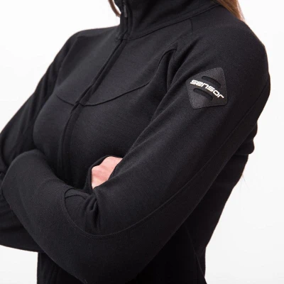 Sensor Merino Upper Celozip Černá dámská mikina