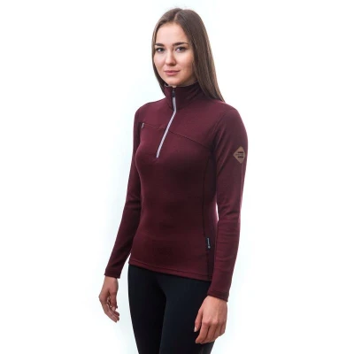 Sensor Merino Upper Zip Port Red dámská mikina