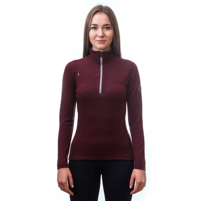 Sensor Merino Upper Zip Port Red dámská mikina