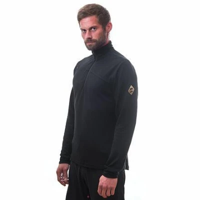 Sensor Merino Upper Krátký Zip černá mikina POUZE XXL (VÝPRODEJ)
