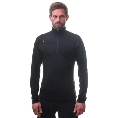 Sensor Merino Upper Krátký Zip černá mikina