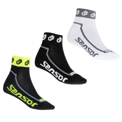 SENSOR 3-pack Race Lite Small Hands ponožky Čierna, Biela, Ref.žltá
