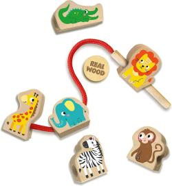 SES Creative DŘEVO Baby Moje první navlékání dřevěných korálků zvířátek
