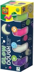 SES Creative Modelína baby svítící ve tmě vegan set 4 neon barvy 4x90g