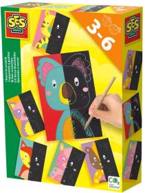 SES Creative Nauč se vyškrabávat obrázky kreativní set 6 karet s rydlem