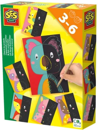 SES Creative Nauč se vyškrabávat obrázky kreativní set 6 karet s rydlem SES Creative Nauč se vyškrabávat obrázky kreativní set 6 karet s rydlem