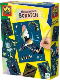 SES Creative Obrázky vyškrabávací holografické set 6 karet s rydlem
