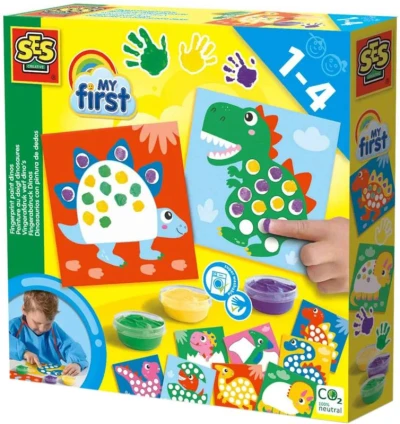 SES Creative Prstové barvy 3x45ml baby kreativní set dobarvi si dinosaura SES Creative Prstové barvy 3x45ml baby kreativní set dobarvi si dinosaura