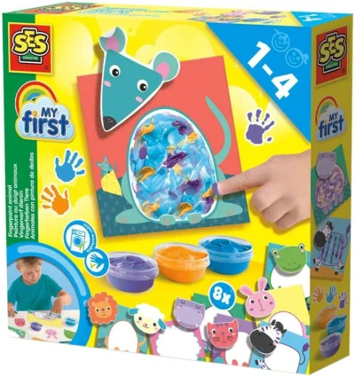 SES Creative Prstové barvy baby kreativní set dobarvování zvířátek SES Creative Prstové barvy baby kreativní set dobarvování zvířátek