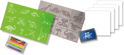 SES Creative Razítka dětská dinosauři kreativní set 11ks s pastelkami