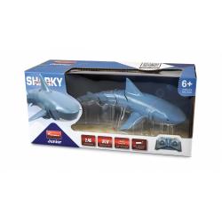 SHARKY, dálkově ovládaný žralok modrý, 4 kanály, dvě lodní turbíny, 2,4Ghz, RTR