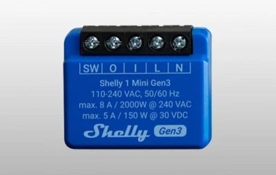 Shelly 1 Mini Gen3 modrý WiFi/Bluetooth sada 2 chytrých spínačů