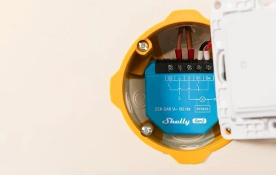 Shelly 1L Gen3 azurový WiFi 1kanálový regulátor osvětlení bez neutrálu