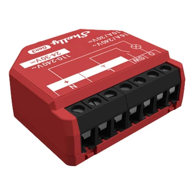 Shelly 1PM Gen3 červený WiFi/Bluetooth chytrý spínač