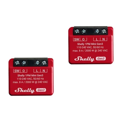 Shelly 1PM Mini Gen3 Wi-Fi/Bluetooth sada 2 chytrých spínačů