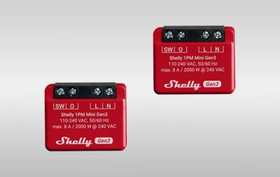 Shelly 1PM Mini Gen3 Wi-Fi/Bluetooth sada 2 chytrých spínačů