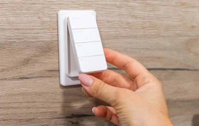 Shelly BLU RC Button 4 ZB ZigBee bílé chytré dálkové ovládání se 4 tlačítky