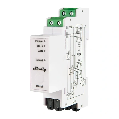 Shelly PRO 3EM 120A se 3 výstupy, podporou Wi-Fi, Bluetooth a Matter třífázový elektroměr