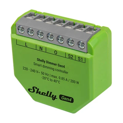Shelly Dimmer Gen4 světle zelený inteligentní stmívač s podporou Zigbee/Matter